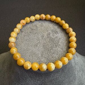 🪷🪷Natural Burmese Grade A Honey Color Translucent Jadeite Jade Beaded Bracelet